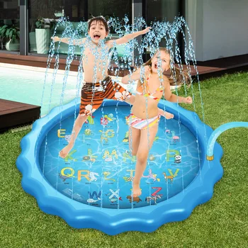 

170CM Children Play Water Mat Games Beach Pad Kids Outdoor Water spray Beach Mat Lawn Inflatable Sprinkler Cushion Toys Cushion