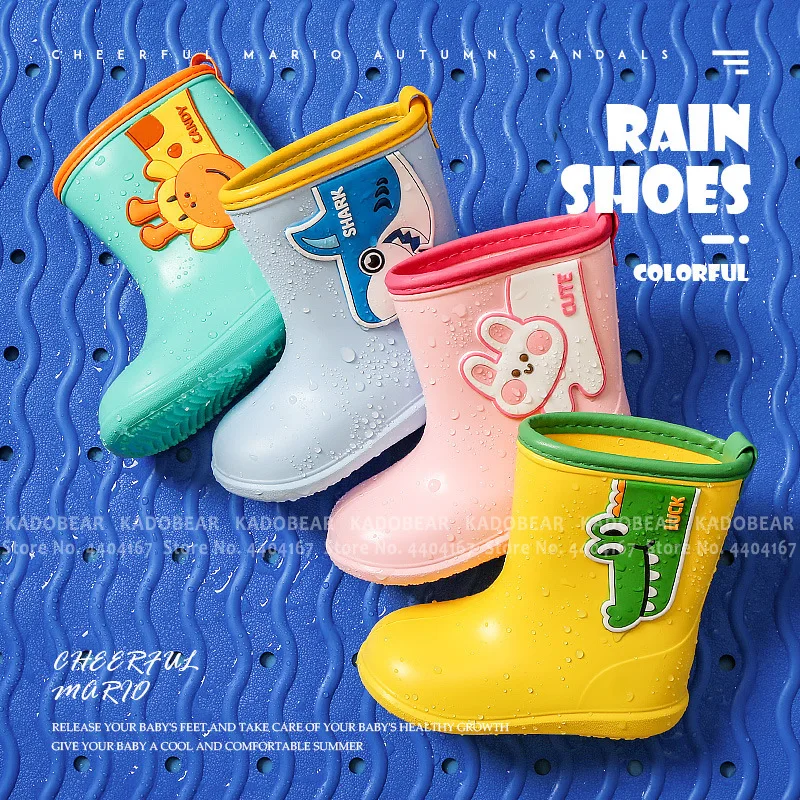 Детские непромокаемые сапоги с мультяшными животными милые водонепроницаемые