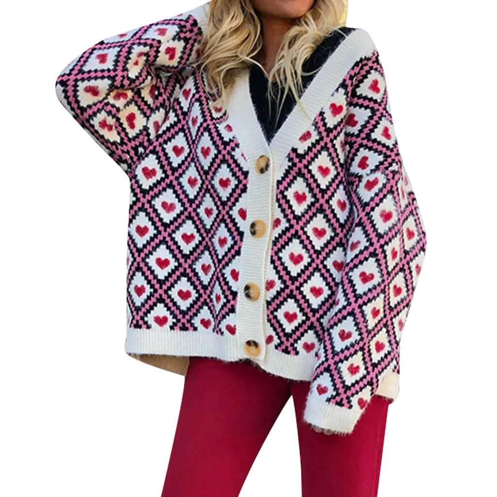 

FEITONG Women Fashion Love Print Temperament Buckle Sweater Jacket куртка женская