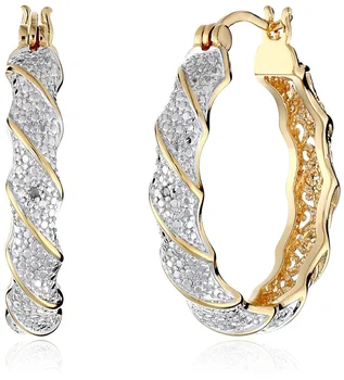

Charming Jewelry Lady Real 18 Kc Gold Plate Twisted Hoop Earrings for Women