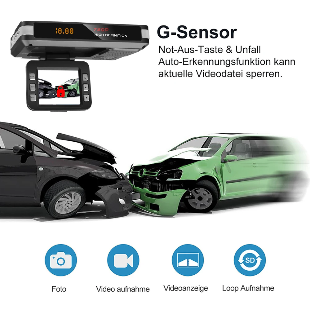 Автомобильный видеорегистратор 2 в 1 радар детектор скорости g датчик оповещение