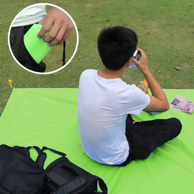 Camping Pocket Foldable Picnic Mat Lightweight With Stakes Waterproof Oxford Cloth Drawstring Bag Outdoor Practical Portable