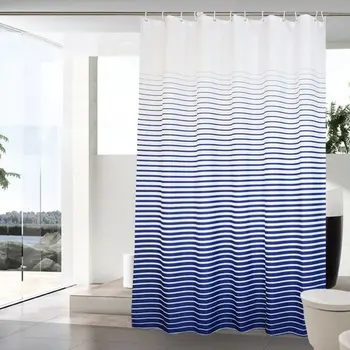 

Uforme Ombre Cross Stripes Shower Curtain Fabric Waterproof and Stain Resistant with Free Hooks (72 Inch by 78 Inch,Blue)
