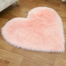 Love Heart Shaggy Carpet For Living Room Bedroom Fluffy Super Warm Plush Mats Kids Room Pure Color Faux Fur Rug Floor Rugs