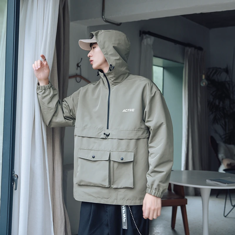 

2019 Autumn Hip Hop Streetwear Bomber Jacket Men Casual Loose Windbreaker Mens Jacket