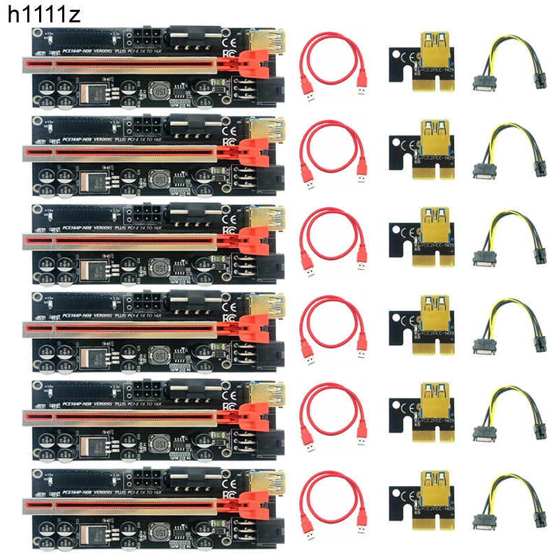 

6 шт. PCIE Райзер 009S Plus Gold USB 3,0 кабель Райзер PCI Express X16 адаптер Райзер для видеокарты для майнинга биткоинов