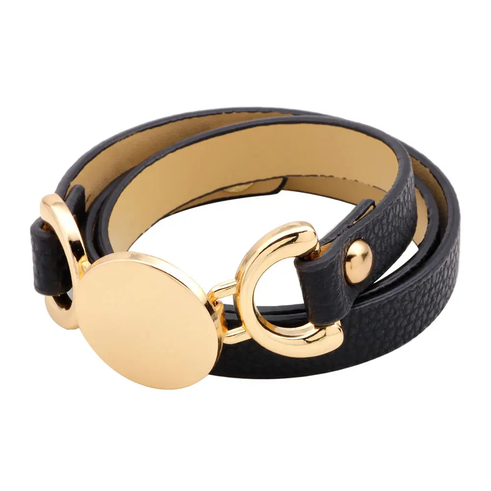 Fashion Gold Alloy Round Bracelet Bangles Adjustable 6 colors Wide Leather bracelet Charm Unisex Bracelet Jewelry for Women