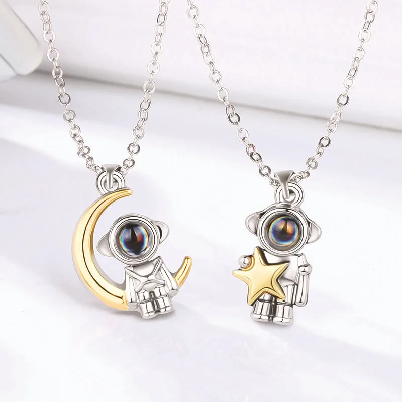 Fashion New Projection Stone 100 Languages Couple Necklace