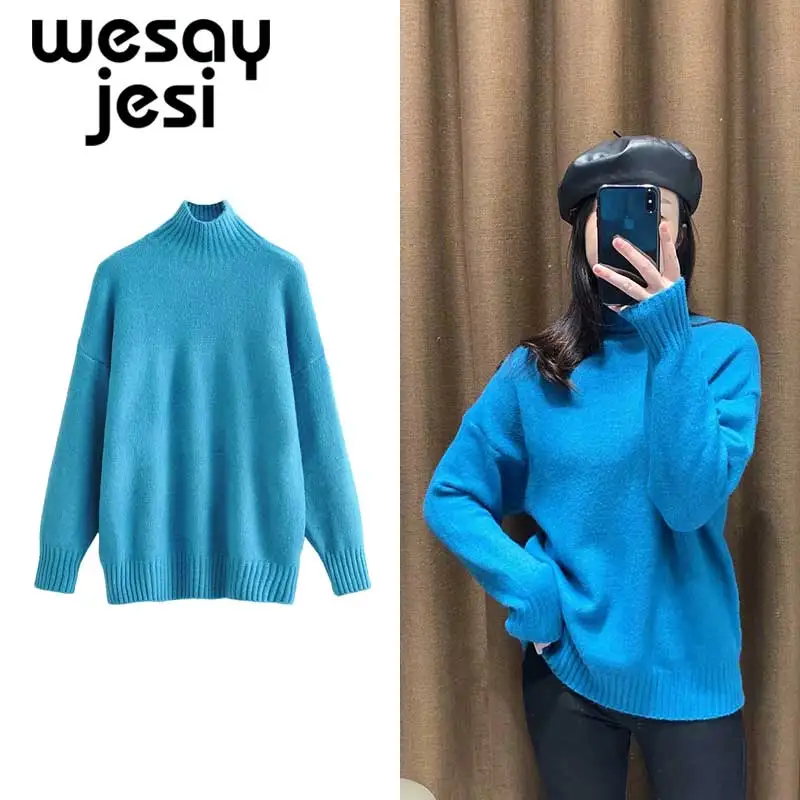 Women sweaters England vintage solid o-neck long sleeve Autumn winter sweaters women pull femme sweaters women pullovers tops