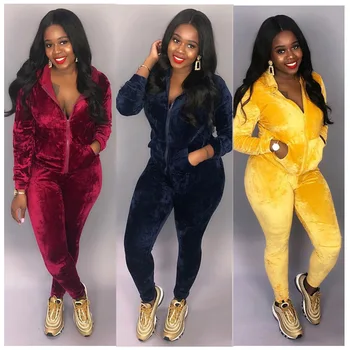

Fashion Winter Tracksuit Women Set Velvet Hooded Zipper Two Piece Set Top And Pants Casual Sportswear Women Outfits Sweatsuit