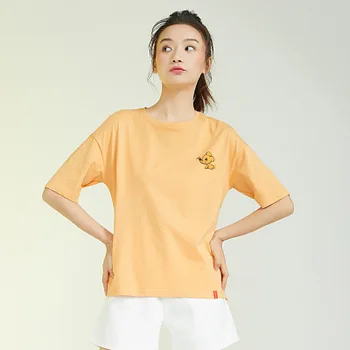 

New style women's short T-shirt printed animal pattern solid color shirt gray