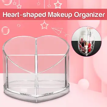 

Heart-Shaped Clear Acrylic Makeup Holder Storage Box Lipstick Nail Polish Display Stand Holder Cosmetic Jewelry Organizer Case