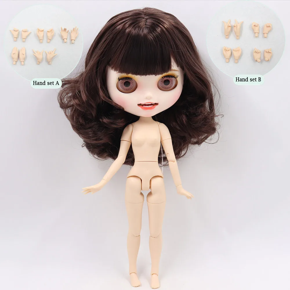 Ледяной обнаженный Blyth кукла No. BL0222 темно-каштановые волосы резные губы открытый рот матовые индивидуальные лица сустава тела 1/6 bjd - Цвет: like the picture