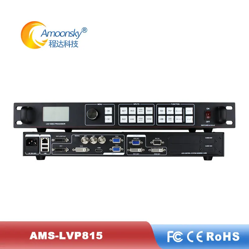 Placa de parede led cor cheia ams-lvp815 led controlador de tela vídeo com 8 canais de entrada comparar a vdwall display processador