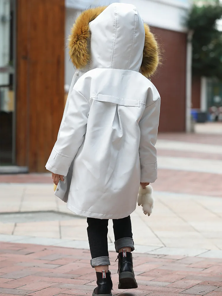 Детский Настоящий мех кролика подкладка пальто воротник из натурального меха с капюшоном верхняя одежда теплая парка Modis куртка для холодной зимы Y2070