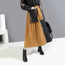 Z-ZOUX Женская юбка из искусственной кожи, длинная Плиссированная юбка с высокой талией, асимметричная юбка, универсальная Асимметричная длинная юбка, Осень-зима