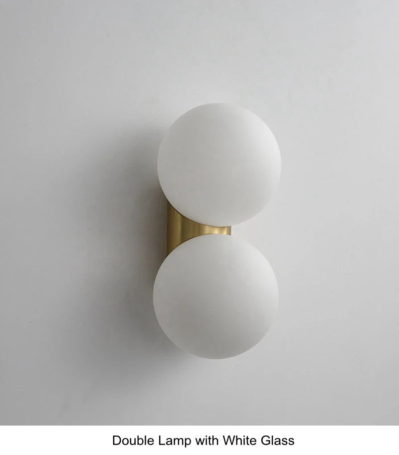 Modern Copper Wall Lamp Glass Sconce Luminaire Ball Light 2 Bubble Bedroom Light Art Home Bronze Lighting Lampara G9 5W LED Bulb