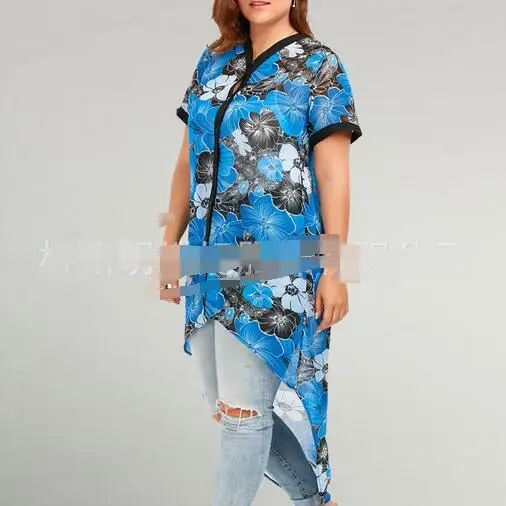 2020 Office Plus Size Slim Loose Tunique Shirt Large Women Clothing Asymmetric Blouses Xxxxl 4xl 5xl Shirts WF442 | Женская одежда