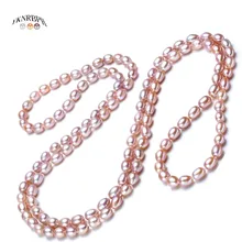 YKNRBPH натуральное длинное жемчужное рисовое ожерелье для женщин осень и зима свитер жемчужные цепи