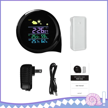 

EU Plug Weather Clock LCD Electronic Temperature Humidity Meter Digital Thermometer Hygrometer Weather Station Alarm Clock
