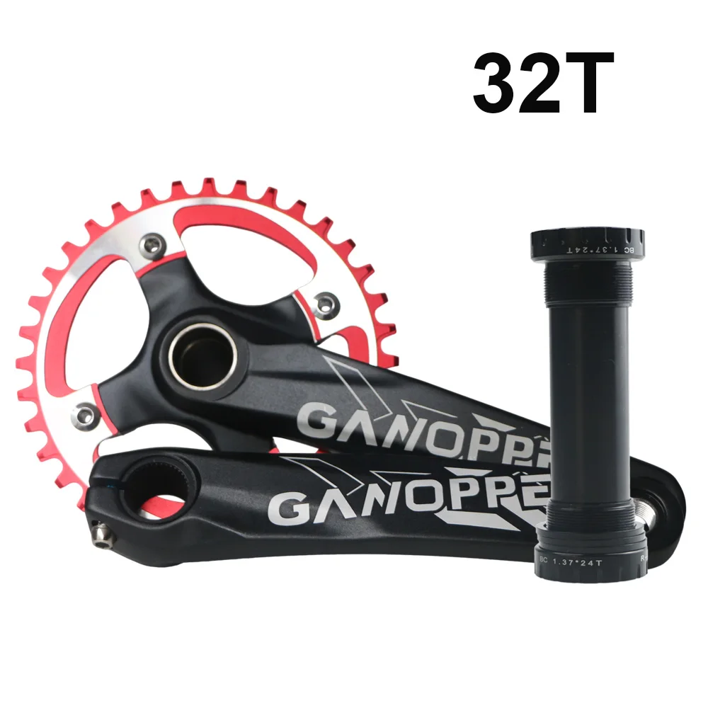 32T red chainring 175 мм Fatbike Fat bike crank набор 100 мм BB 104BCD коленчатая цепь 30T 32T 36T 38T 40T 42T 104 мм BCD односкоростная цепь - Цвет: 32T red chainring