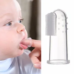 Bebê dedo macio silicone escova de dentes + caixa crianças dentes limpar infantil escova de limpeza de borracha do bebê