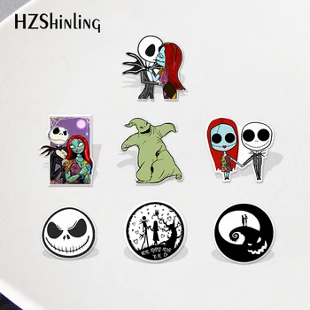 

2020 the Nightmare before Christmas Jack and Sally Printing Acrylic Lapel Pins Shrinky Dinks Resin Epoxy Accessories