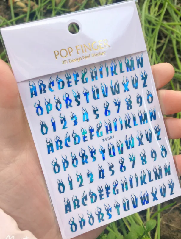 1PCS Multi-Color Laser Reflective Alphabet Nail Art Sticker Kit