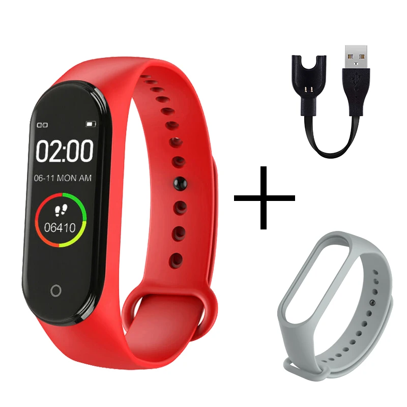 Смарт-часы спортивные фитнес-трекер кровяное давление монитор сердечного ритма часы будильник браслет шагомер для Android iOS - Цвет: red gray