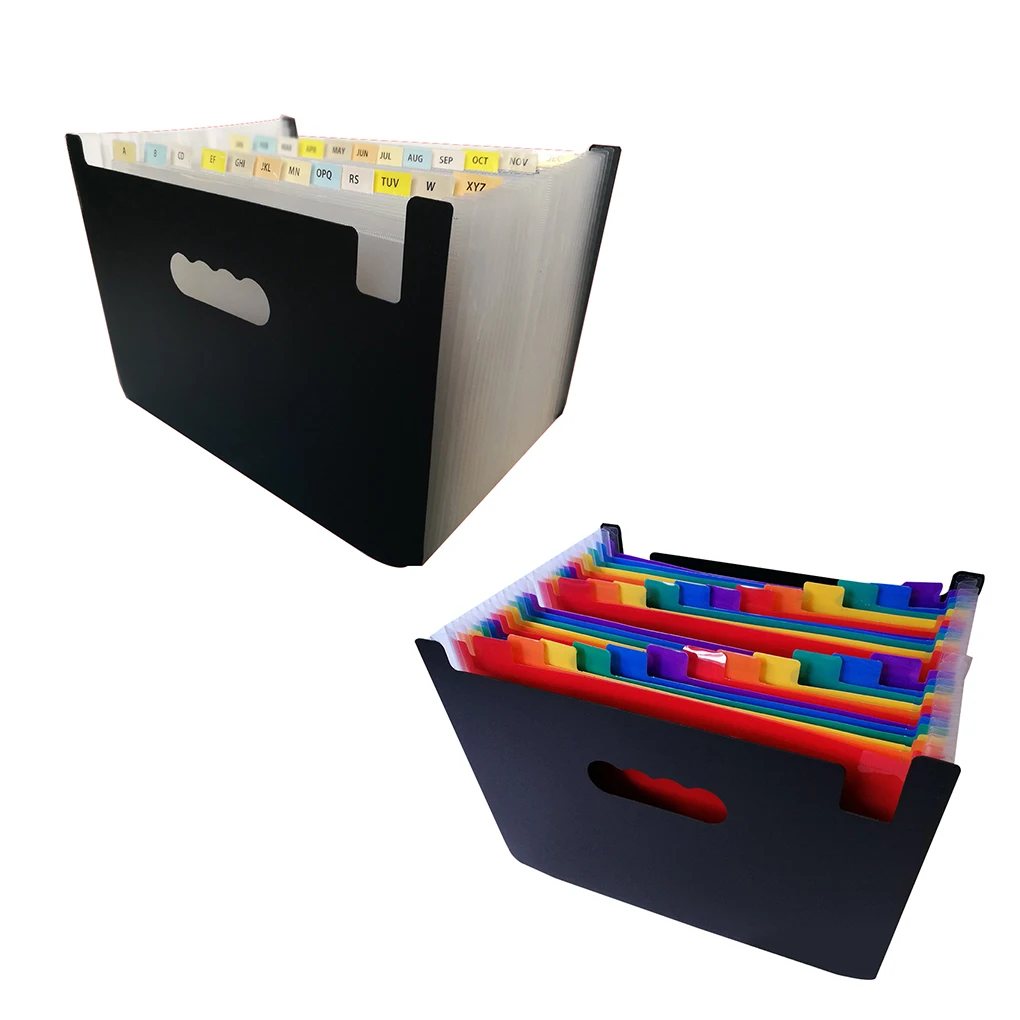 

ZHUTING 24 Pockets A4 Accordion Expanding High Capacity Plastic Stand Bag Colored Tab File Organizer