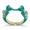 New Arrivals Fashion Statement Enamel Bangle Cuff Bracelet for Women Gold Plated Inlaid Rhinestones Sea Horse Bracelet Pulseira 6