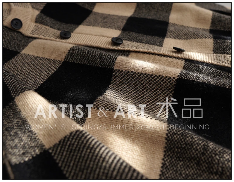 Classic Plaid Cashmere Sweater Women Elegant