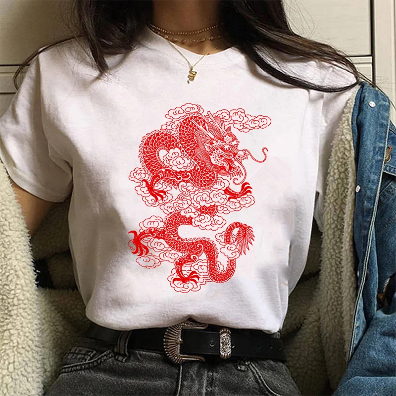 

Women's T-shirt Hip Hop Streetwear Tops Women Ulzzang Harajuku Kawaii Chinese Dragon Print T Shirt Summer Graphic Tees,Drop Ship