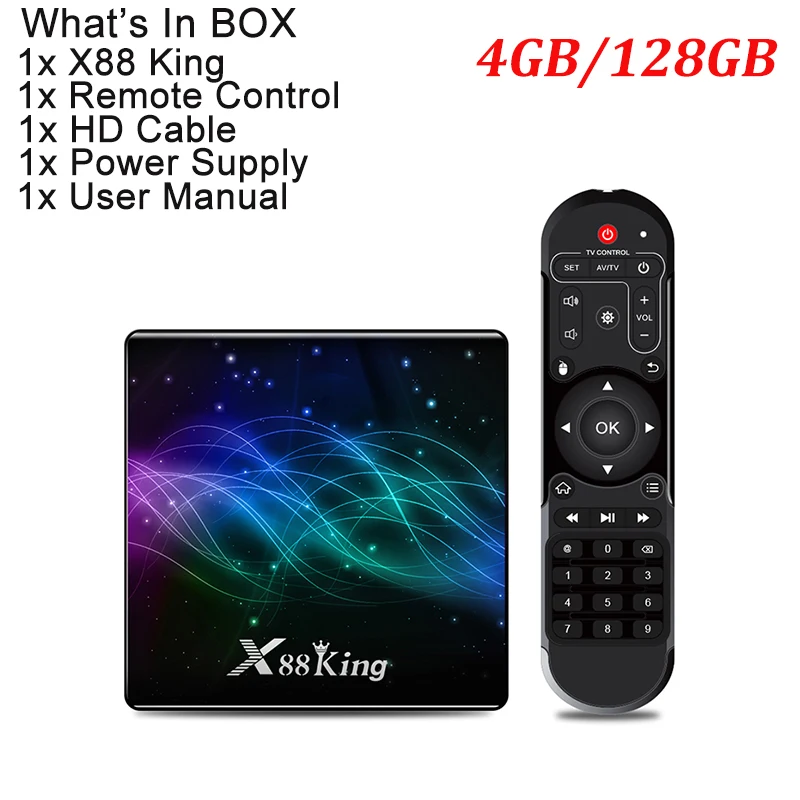 X88 king Color X88 King tv Box Android 9,0 Amlogic S922X шестиядерный LPDDR4 4 Гб 128G двойной Wifi BT5.0 1000M Lan USB 3,0 4K Smart медиаплеер - Цвет: X88 king Color
