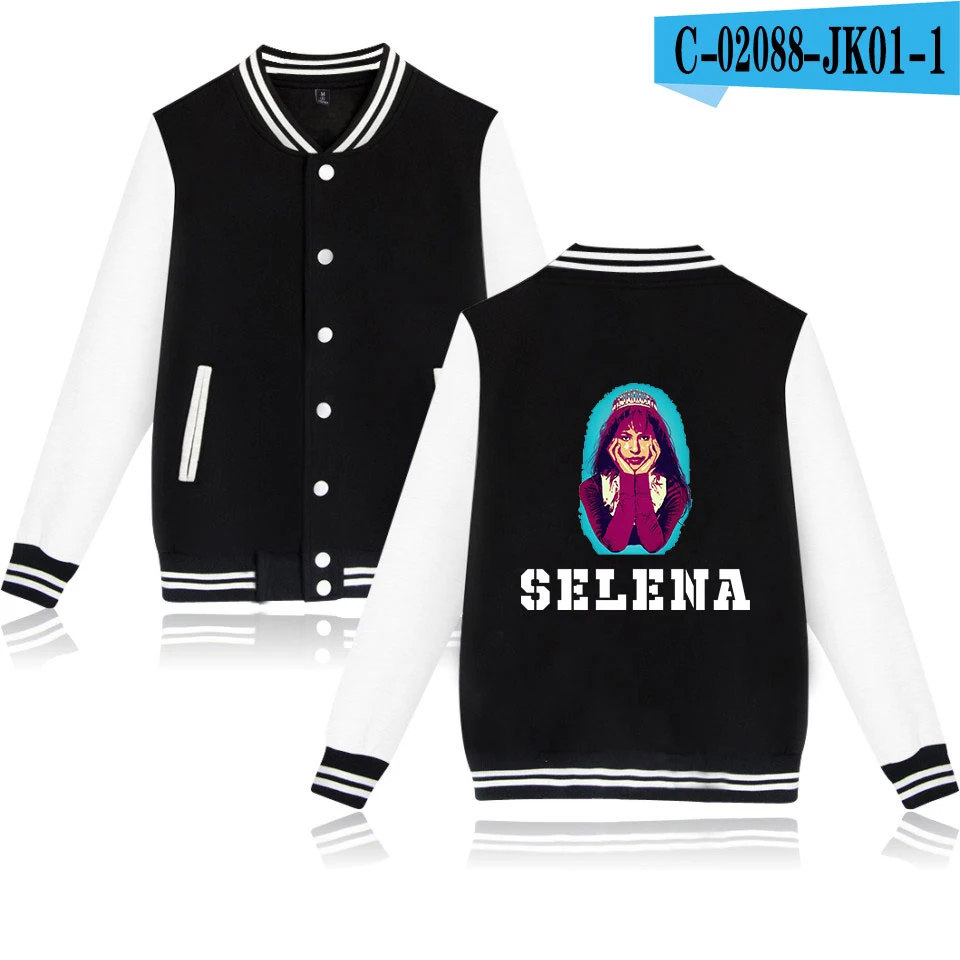 Selena quintanilla бейсбольная куртка wo мужская верхняя одежда Harajuku повседневные куртки осенние белые+ темно-синие бейсбольные куртки с круглым вырезом - Цвет: As picture