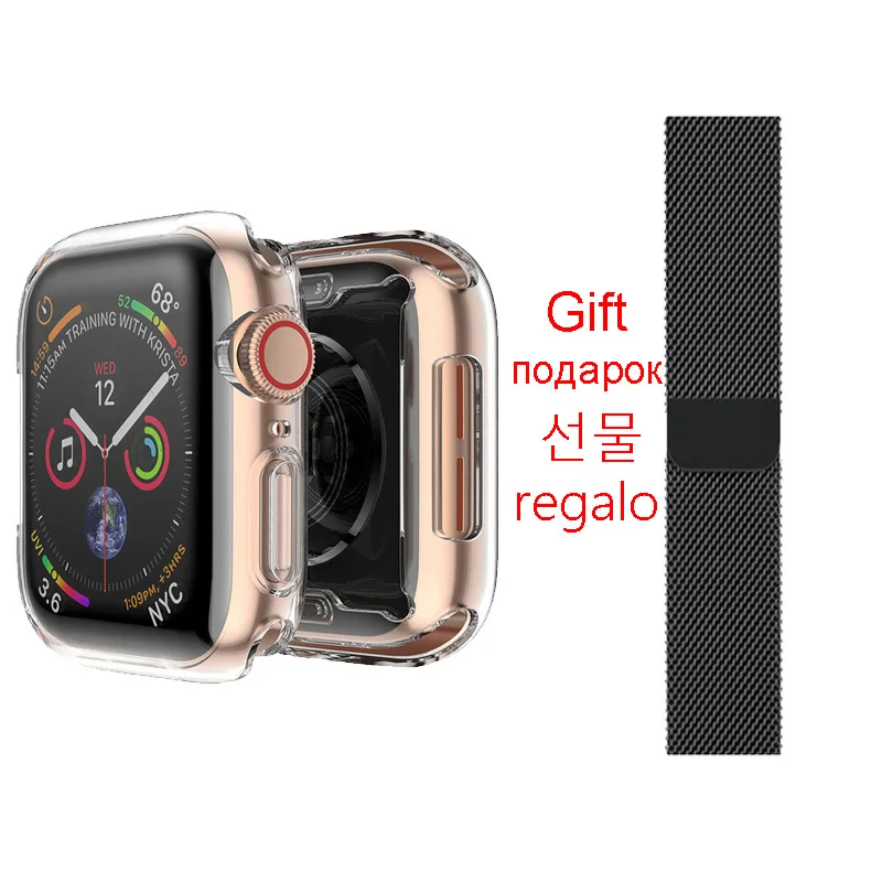 S Transparent band Защитный чехол для Apple Watch 4 3 iwatch band 42 мм 44 мм 38 мм 40 мм ударопрочный корпус рамка Защитная крышка - Цвет ремешка: S Transparent band