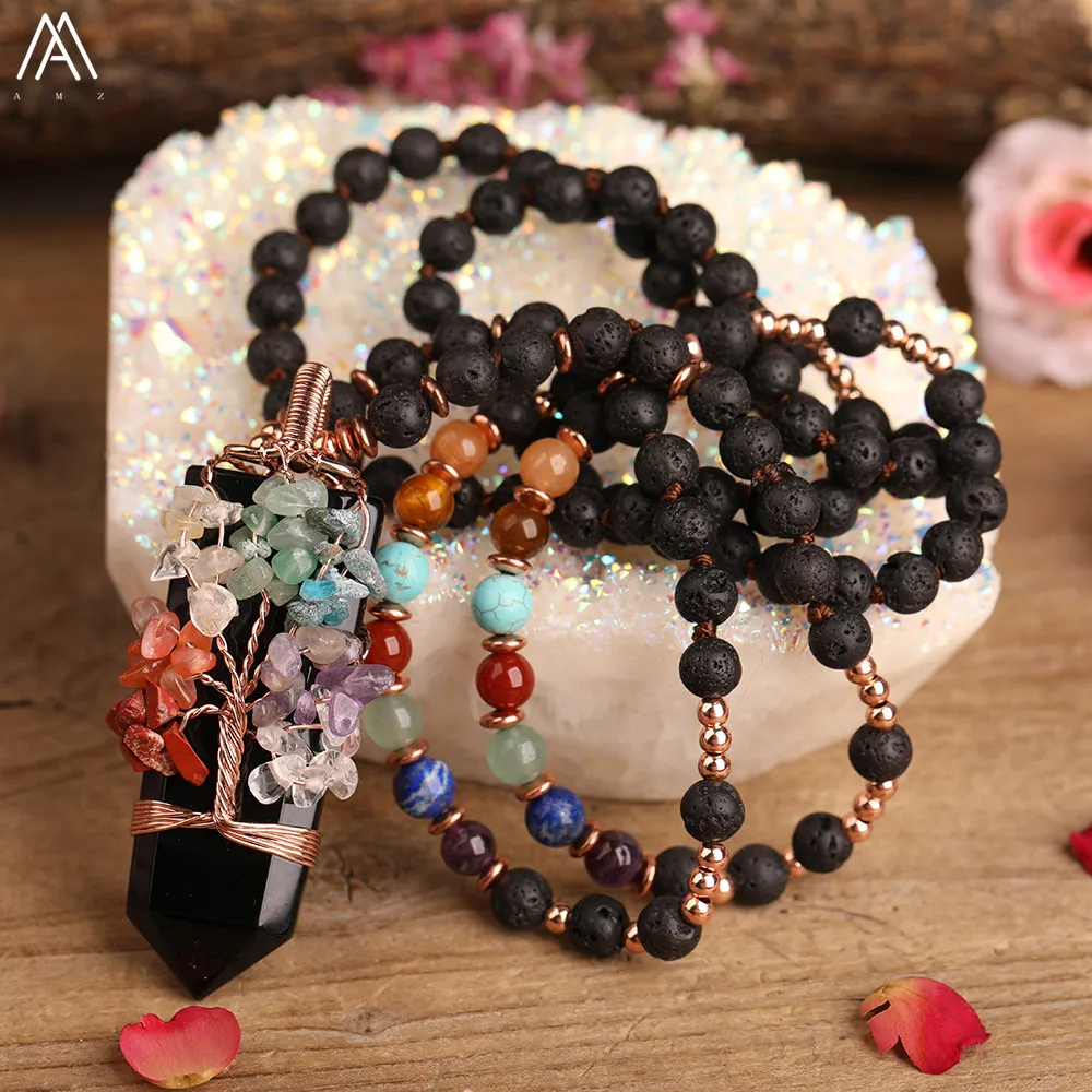 

Ожерелье женское из натуральных камней, с древом жизни