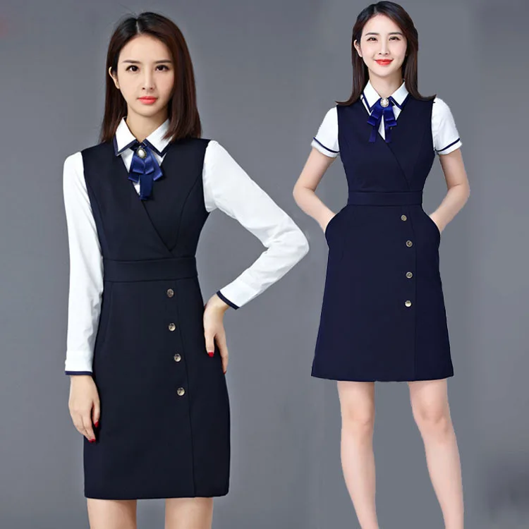 

Photo Shoot Spring And Summer New Style Ol Slim Fit Shirt Waistcoat Dress Hotel Front Desk Two-Piece Set Work Clothes Business S