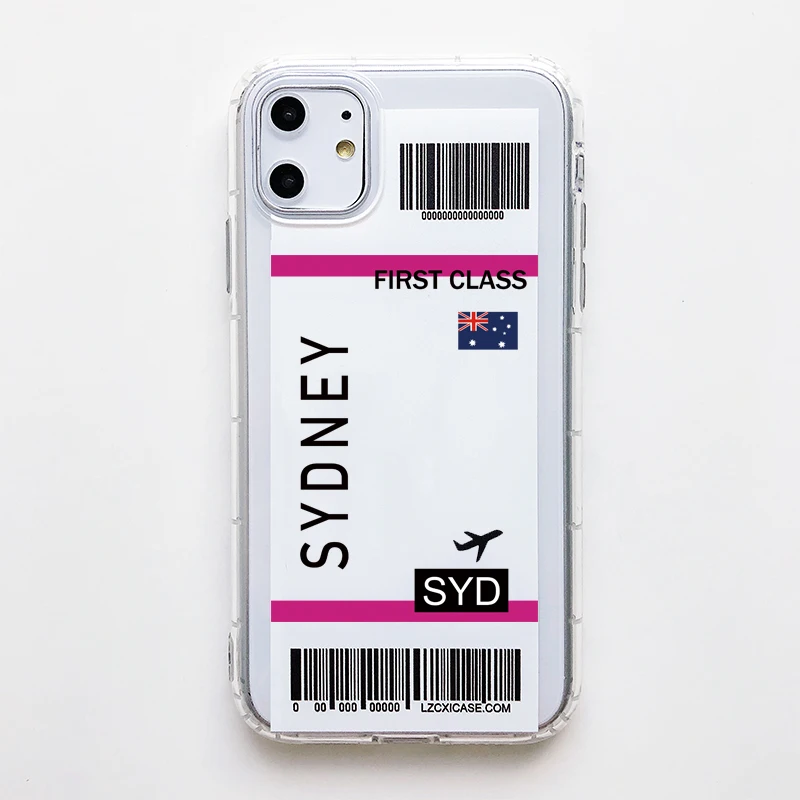 Hot New York Seoul Tokyo INS First Class Ticket Phone Case For Samsung S9 S8 Note 10 9 Plus cover Luxury 3D clear Flight Ticket - Цвет: SYDNEY
