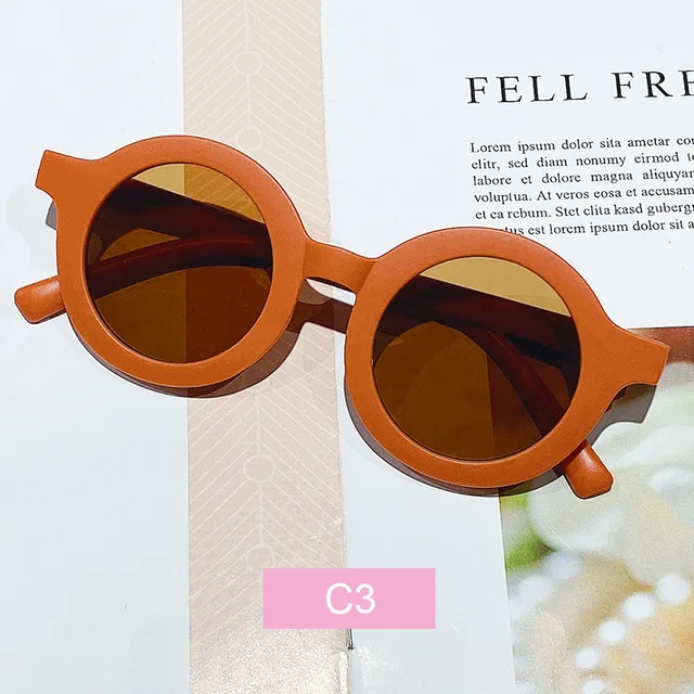 Free shipping children's color round frame light PC cute small face sunglasses Frame Tea Slices