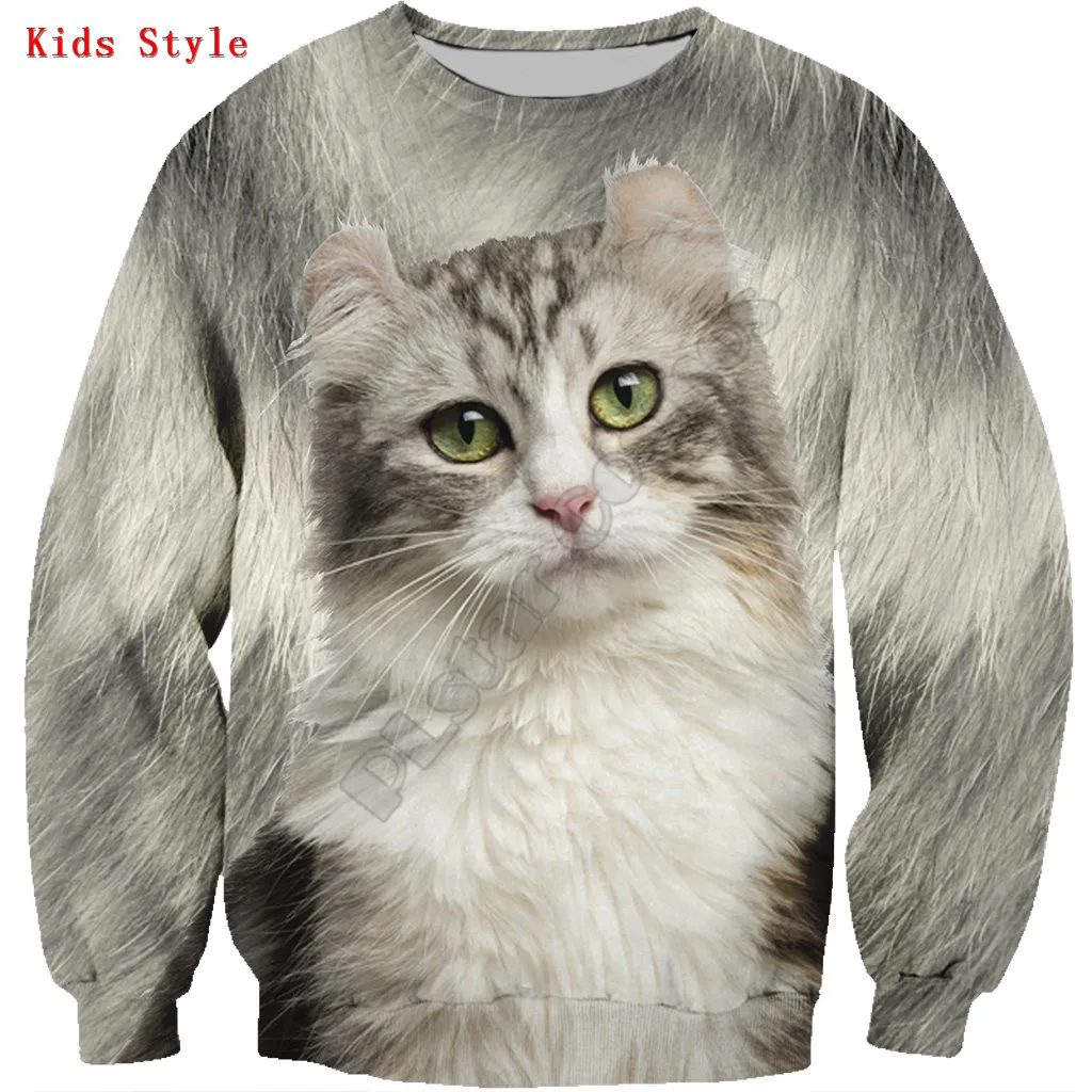 

American Curl Cat 3d printed Hoodies Pullover Boy For Girl Long Sleeve Shirts Kids Funny Animal Sweatshirt