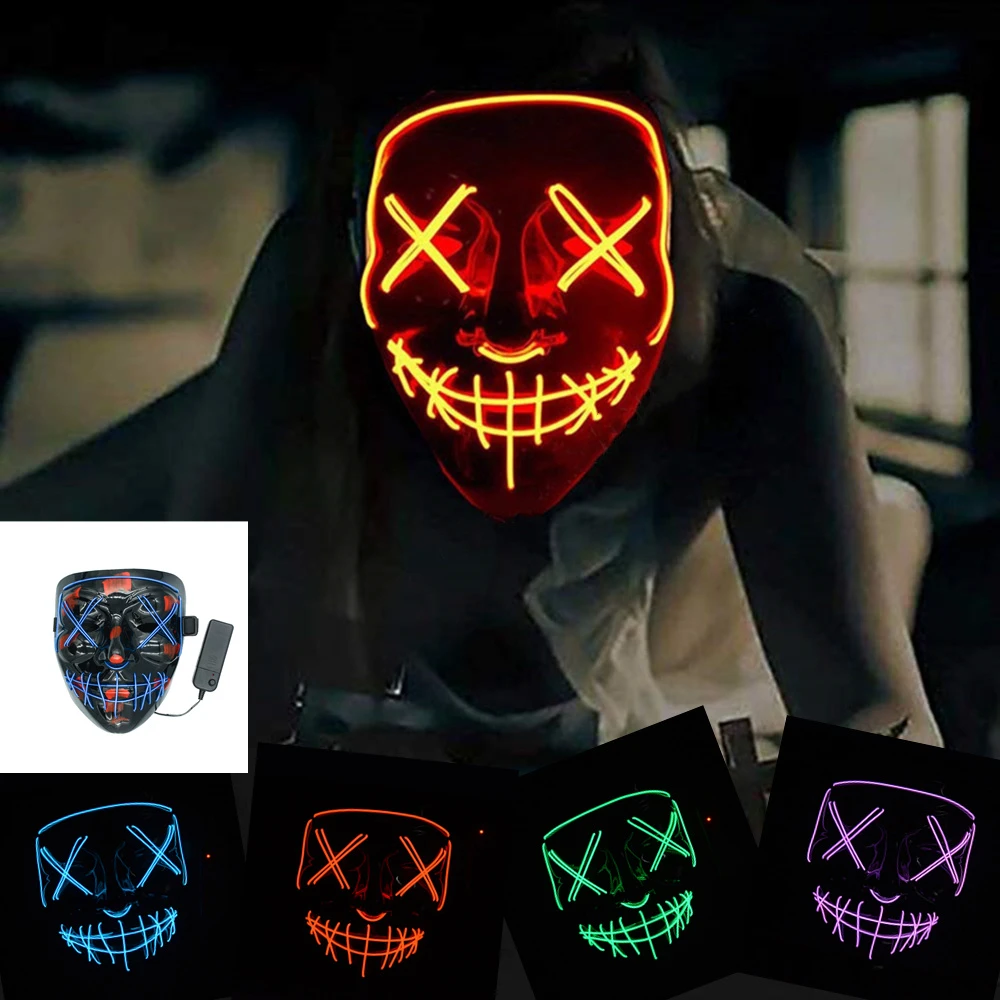 Convergeren Elk jaar beweging Masque Light Masker | Neon Masks | Led Mask | Party Masks - Led Mask  Halloween Party Horror - Aliexpress