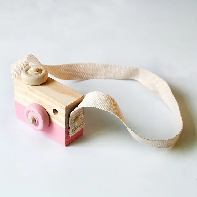 DIY Wooden Toy Camera Baby Kids Hanging Camera Pendant Developing Montessori Learning Educational Toy for Children Birthday Toy 6