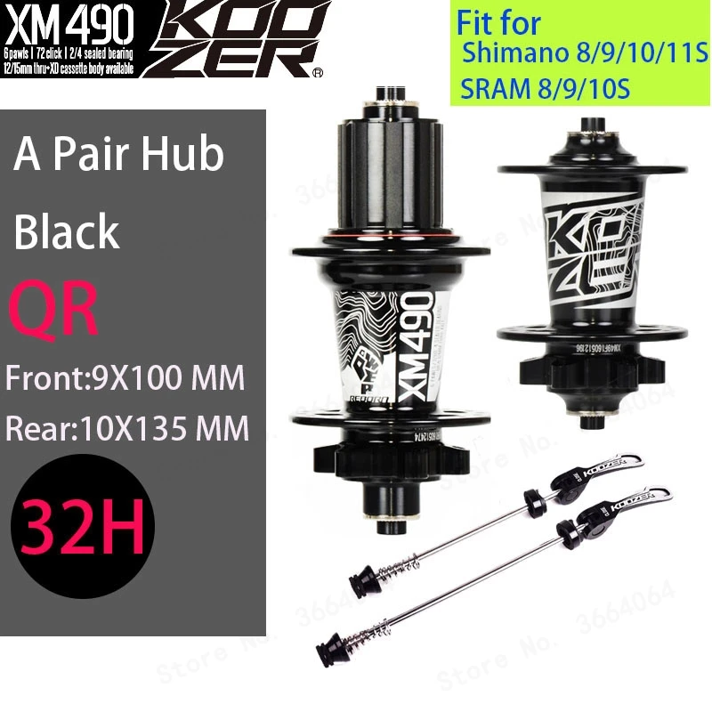 32H 9x100 10x135MM XM490 Koozer концентраторы 4 подшипник 28/32/36 Отверстия MTB горный велосипед ступица заднего QR через дисковый тормоз колеса велосипеда крутой звук концентратор XM490 - Цвет: 32H 9x100 10x135MM