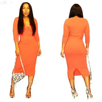 

Spring Womens Dresses Solid O-neck Button Full Sleeve Midi Dress Clubwear Sexy Dresses Night Party Dress Bandage Bodycon Dress