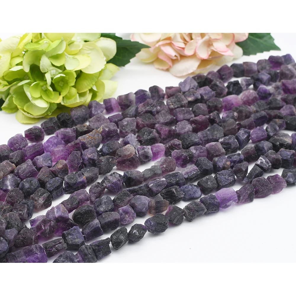 11-13x15-18mm AAAA Natural Amethyst rectangle Rough Original stone Beads For DIY necklace bracelet jewelry 15 