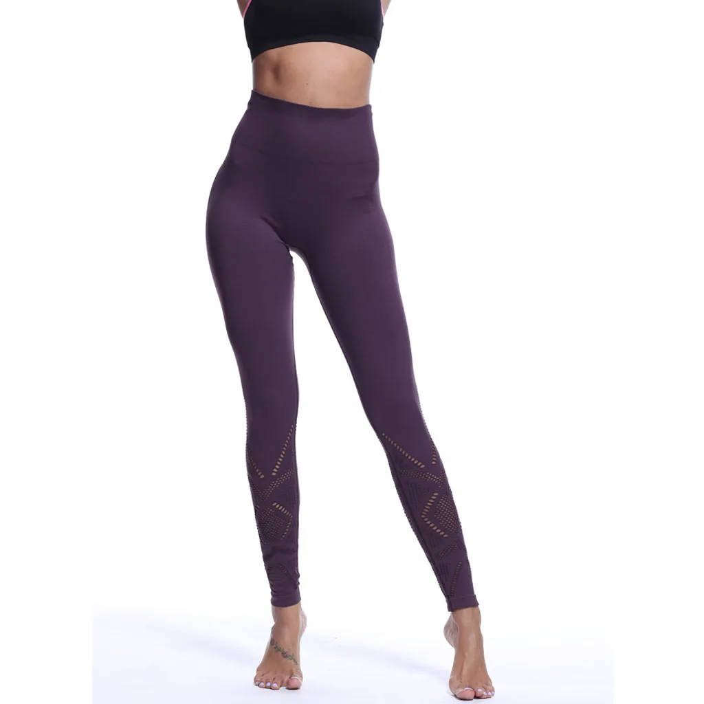 Новинка, женские спортивные брюки без пояса, облегающие брюки для бега, штаны для бега# CN20 - Цвет: Purple