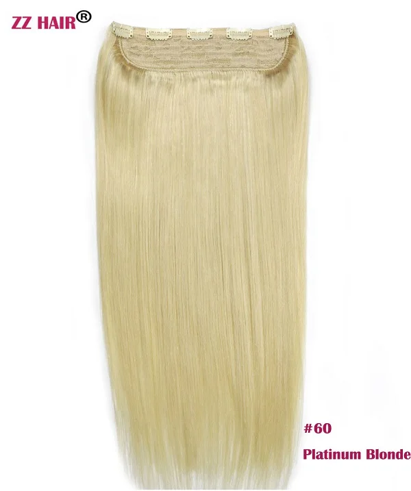 ZZHAIR 100 г-200 г 1"-28" Искусственные волосы одинаковой направленности волос один кусок набор 5 зажимов в человеческие волосы для наращивания 1 шт Натуральные Прямые - Цвет: #60