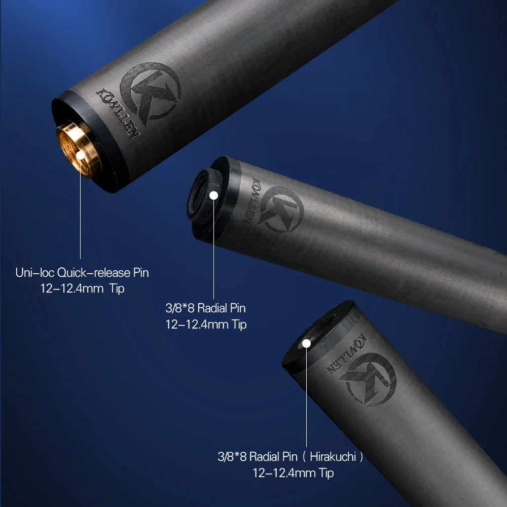 KONLLEN Billiard Carbon Fiber 3 Cushion Carom Cue Stick Shaft Uni-loc Radial Pin 3/8*8 Pin Joint Carbon Billiard Shaft for PERI