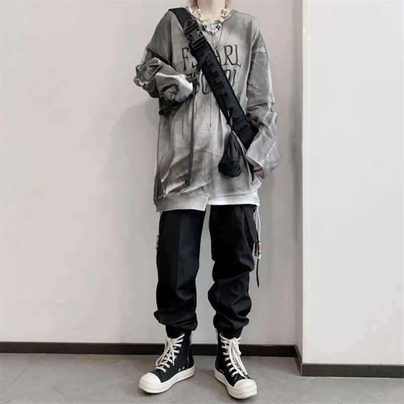 Lychee Harajuku яркое женское спортивный костюм с дырками в стиле пэчворк Женский свитшот с принтом в виде надписи женские пуловеры толстовка